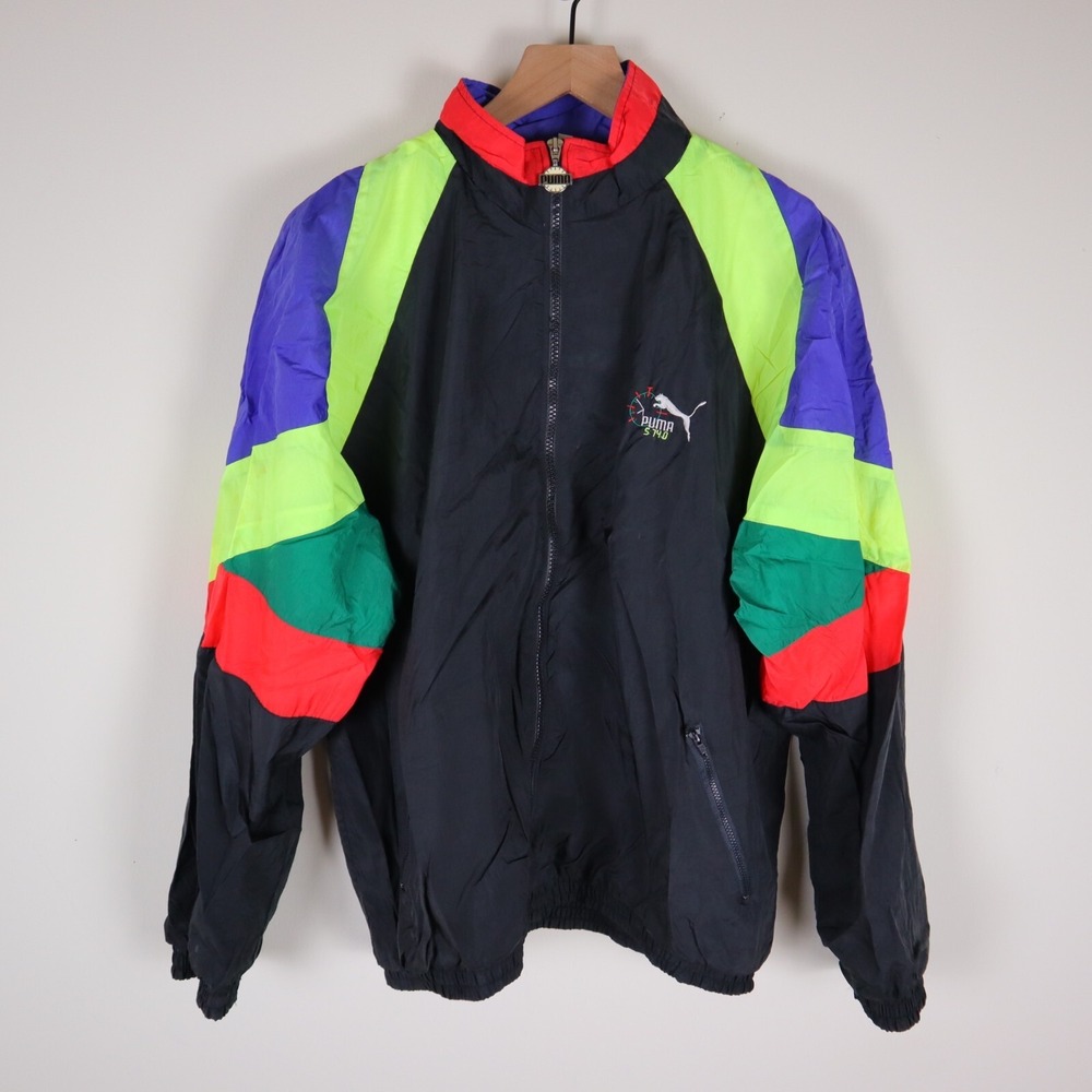 vtg Puma Performance‎ Track Jacket 90s Neon Size 40/Large 27x26